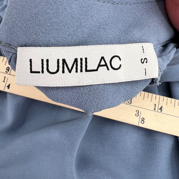 Liumilac Light Blue Womens Long Sleeve Blouse Pintuck Detail & Bow Tie Neck S - Picture 5 of 6